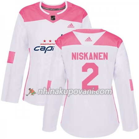 Washington Capitals Dresy Matt Niskanen 2 Bílá 2017-2018 Adidas Růžová Fashion Authentic - Dámské
